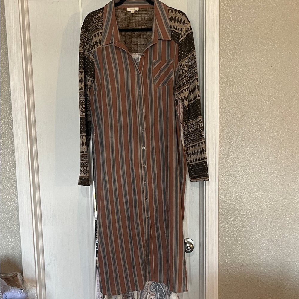 Oddy Striped Button-Down Maxi Dress Size 3XL